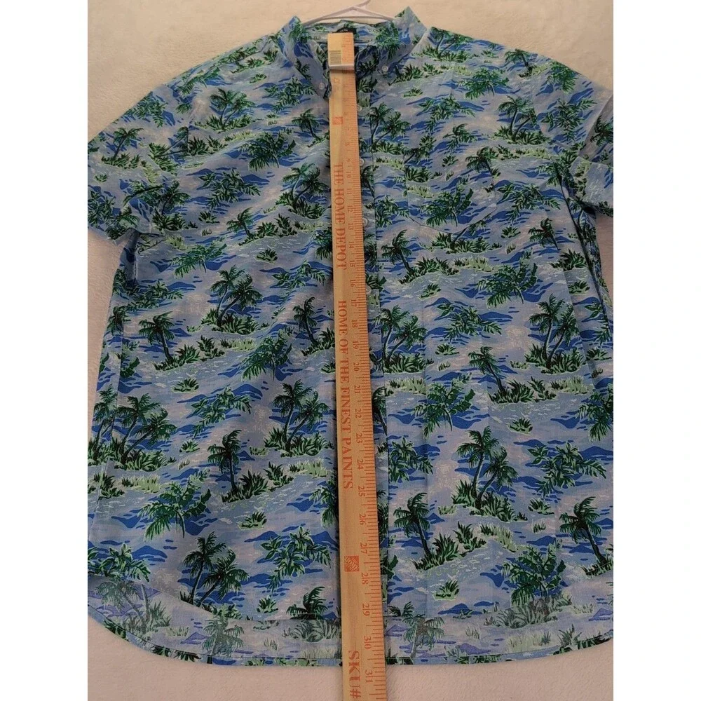 J.Crew Flex Washed Slim Hawaiian Palm Trees Button Down Short Sleeve Shirt XL - Picture 5 of 13